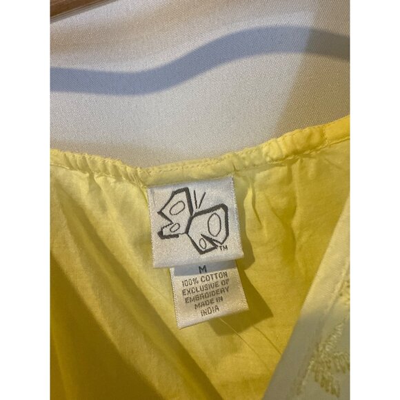 Deadstock Vintage Y2K Self Esteem Yellow Sleeveless Eyelet Babydoll Top M - Picture 3 of 5